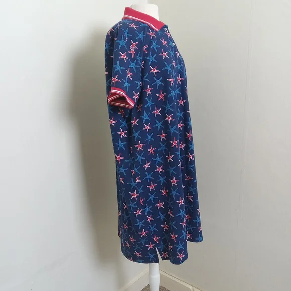Land's End SIZE 2X Starfish Blue Red Polo Dress - Picture 2 of 11